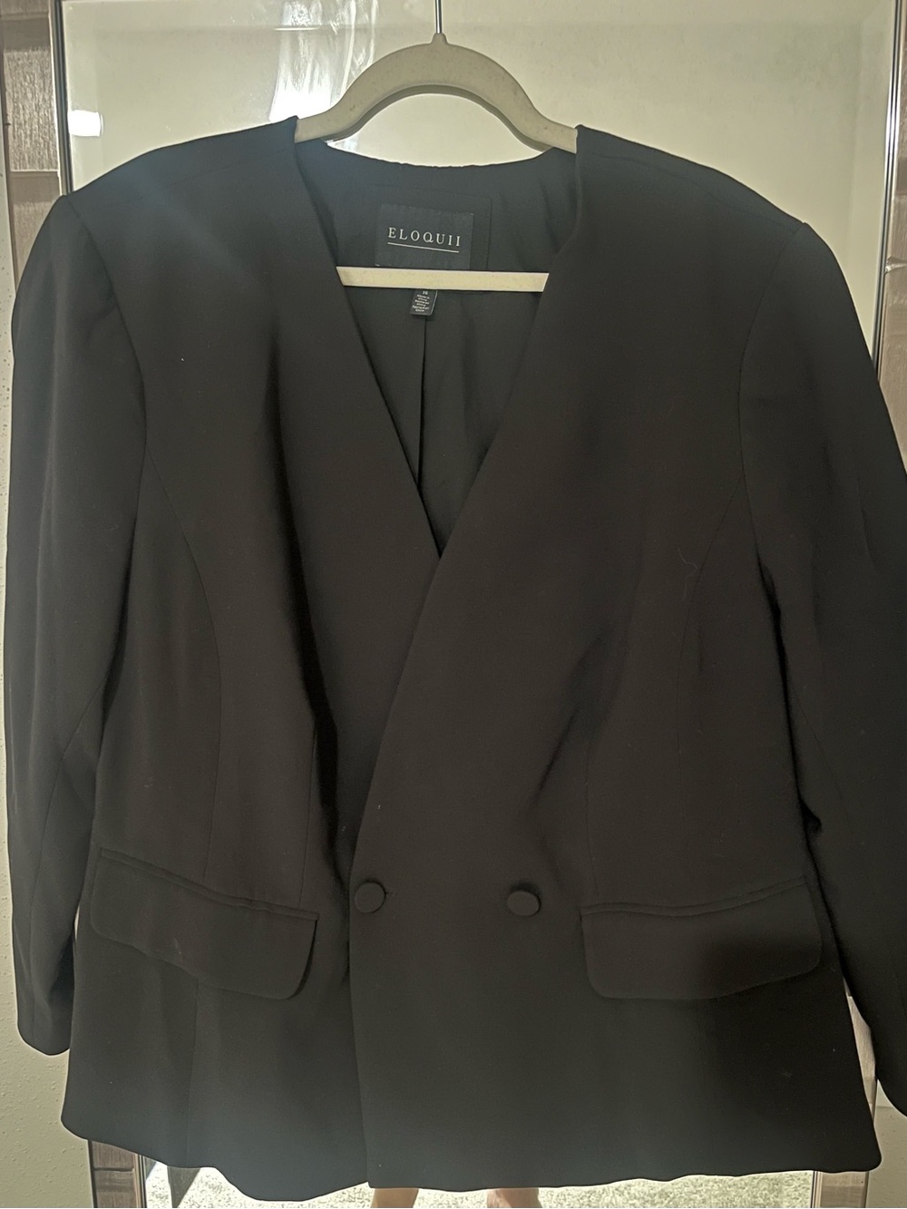 Eloquii Black Double-Breasted Blazer with Covered Buttons